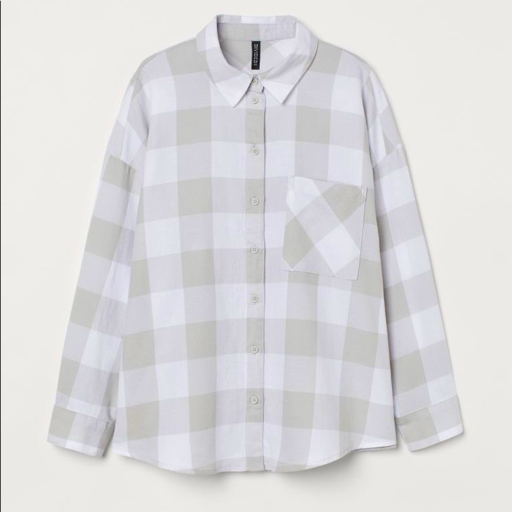 Grey and white checkered flannel, worn once, size small, great condition, thin